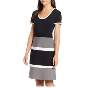 NWT Anne Klein Striped Knit Gray Combo Dress M
